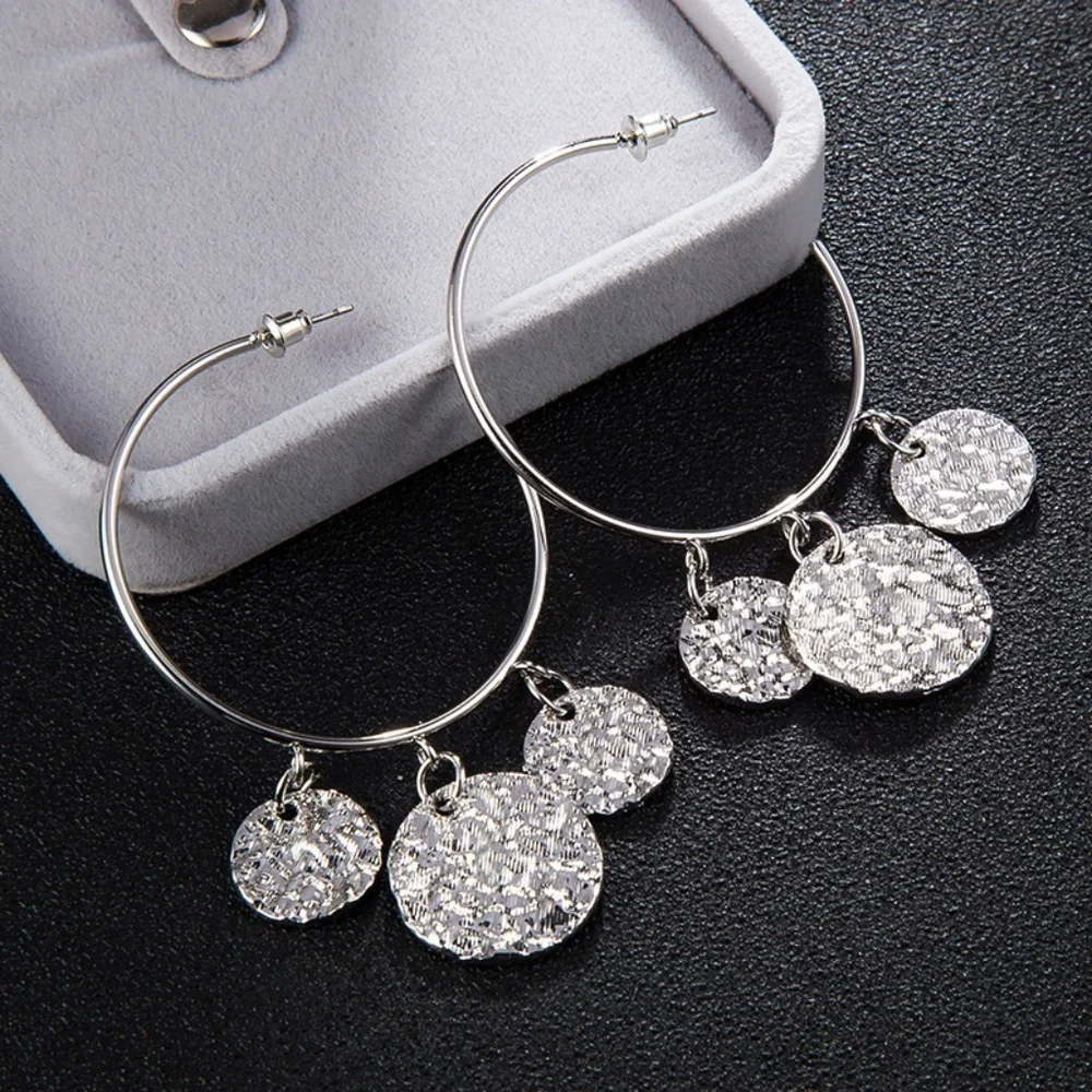 *SORAYA* Silver Vintage Hammered Hoop Earrings